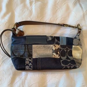 Denim patched Coach mini bag